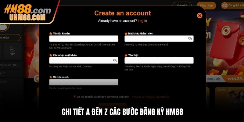 Chi tiết a đến z các bước đăng ký HM88